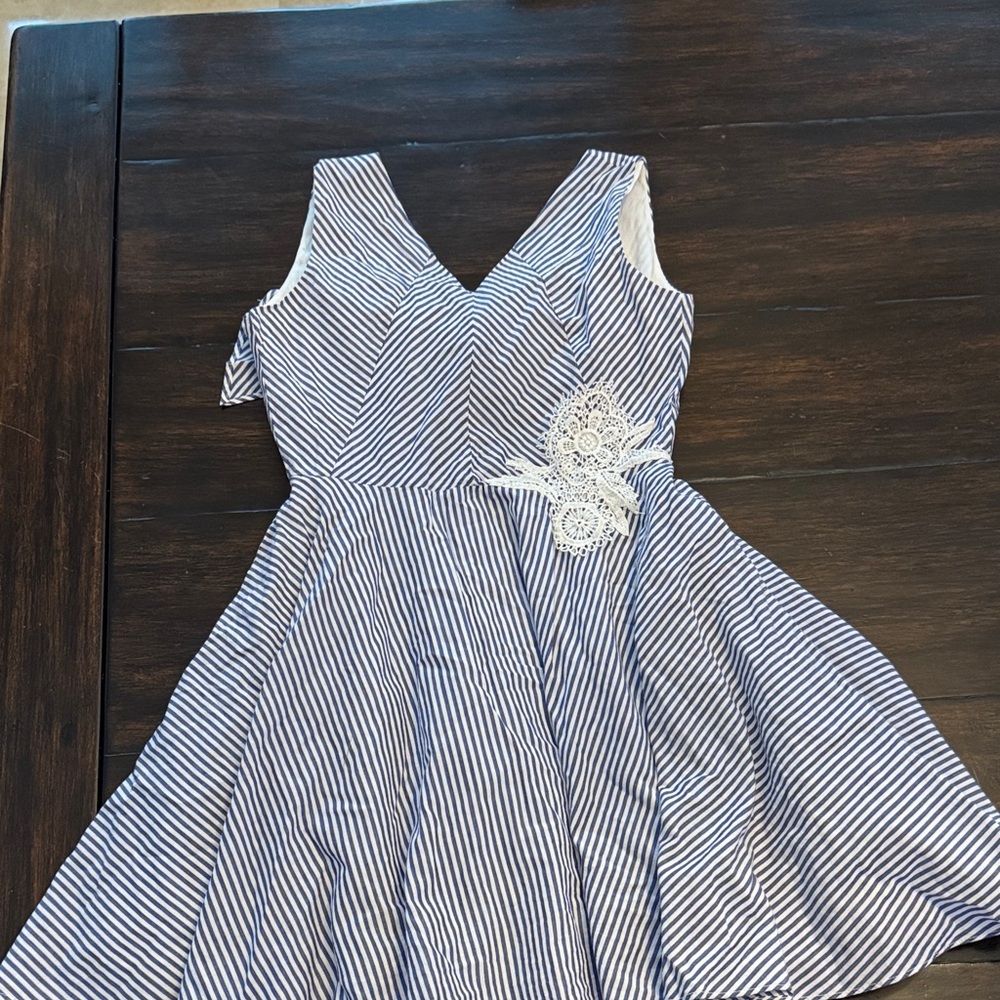 Rare Editions Navy and White Striped Kids Dress